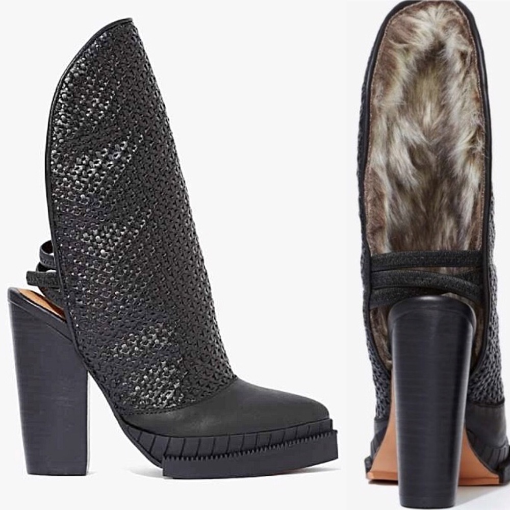 JEFFERY CAMPBELL Oleg-WVF Open Back Fur Booties5.5